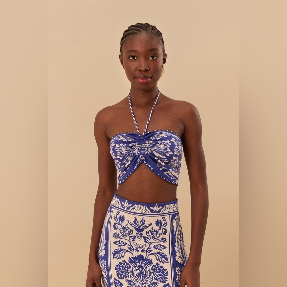 Farm Rio: Off-White Delicate Tapestry Knit Top - Picture 4 of 8
